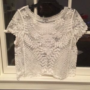 Sheer white crochet crop top